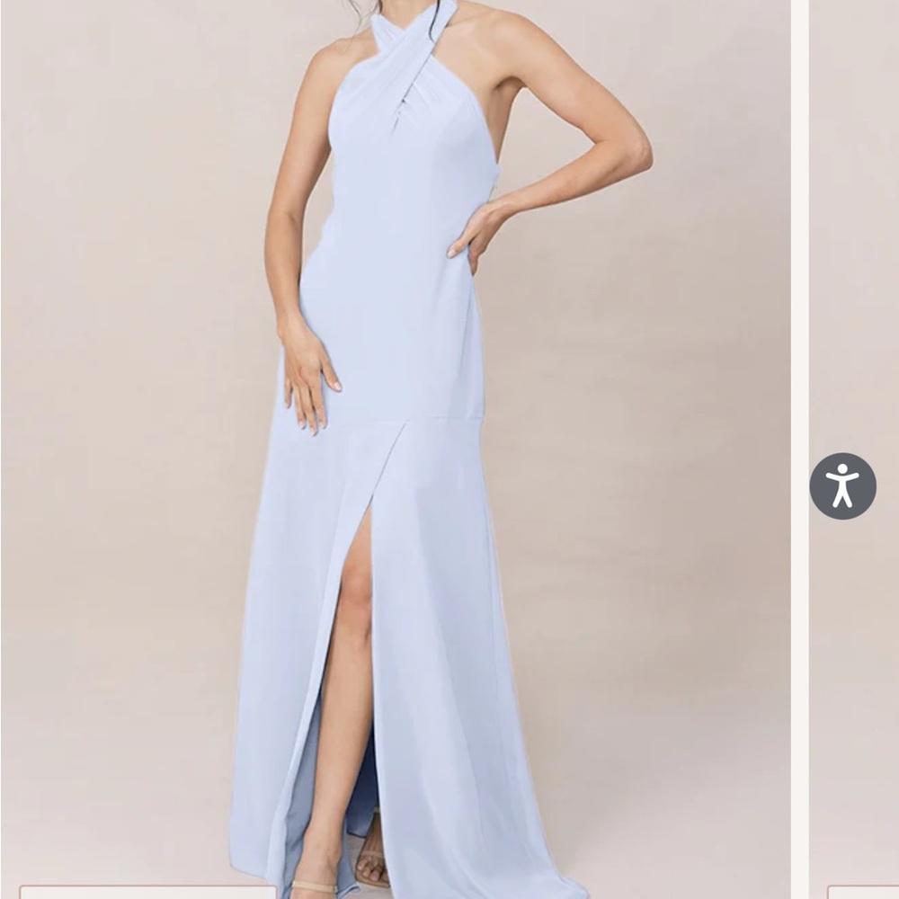 Revelry Athena Periwinkle halter gown